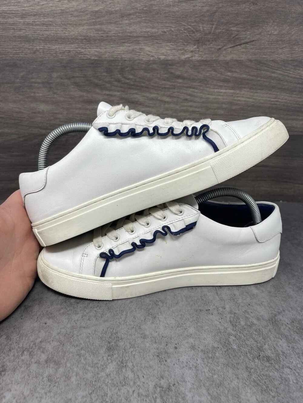 Tory Burch Ruffle Sneakers Womens Size 9.5 White Leather Sport